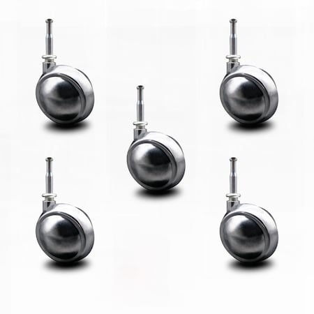 Service Caster 2.5 Inch Bright Chrome Metal Ball Caster - Grip Neck Stem - SCC, 5PK SCC-GN01S25-DCS-BC-5